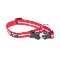 JULIUS-K9 IDC Tubular webbing, zgardă ajustabilă fosforescentă câini, nylon, 25mm x 39-65cm, roșu
