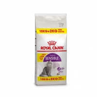 ROYAL CANIN Sensible Adult, overfill hrană uscată pisici, digestie optimă, 10kg+2kg GRATUIT