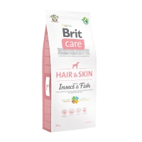 BRIT Care Hair&Skin Adult S-XL, Insecte și Pește, hrană uscată fără cereale câini, piele și blană, 12kg