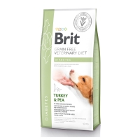 BRIT GF Veterinary Diet Diabetes, Curcan cu Mazăre, dietă veterinară câini, hrană uscată fără cereale, afecțiuni metabolice (diabet), 12kg