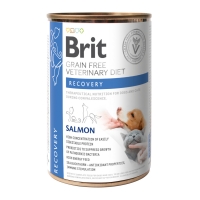 BRIT GF Veterinary Diet Recovery, Somon, dietă veterinară câini și pisici, conservă hrană umedă fără cereale, convalescență, 400g