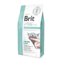 BRIT GF Veterinary Diet Struvite, Pui cu Mazăre, dietă veterinară pisici, hrană uscată fără cereale, afecțiuni urinare (struviți), 5kg 