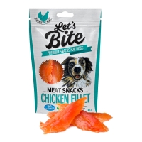 BRIT Let's Bite Meat Snacks Chicken Fillet, Pui, recompense monoproteice fără cereale câini, file deshidratat, 300g