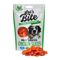 BRIT Let's Bite Meat Snacks Chicken Slices, Pui, recompense fără cereale câini, felii de carne, 80g