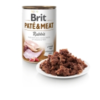 BRIT Pate & Meat, Iepure, conservă hrană umedă fără cereale câini, (pate cu bucăți de carne), 400g