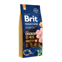 BRIT Premium By Nature Adult Medium Breed, M, Pui, pachet economic hrană uscată câini, 15kg x 2