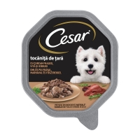 CESAR Tocăniță de țară, Curcan, Vită și Ierburi, taviță hrană umedă câini, (în suc propriu), 150g