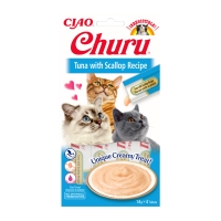CIAO Churu Pure Ton si Scoici, Recompense lichide fara cereale Pisici, topping cremos, 14g x 4