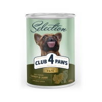 CLUB 4 PAWS Premium , Curcan și Miel, conservă hrană umedă câini, (pate), 400g