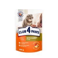 CLUB 4 PAWS Premium, Iepure, bax plic hrană umedă pisici, (în aspic), 100g x 24