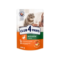 CLUB 4 PAWS Premium, Rață, plic hrană umedă pisici, (în sos), 100g 