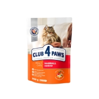 CLUB 4 PAWS Premium Hairball, Pui, hrană uscată pisici, limitarea ghemurilor de blană, 300g