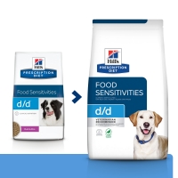 HILL'S Prescription Diet d/d Food Sensitivities, Rață cu Orez, dietă veterinară câini, hrană uscată, sensibilități digestive, 4kg
