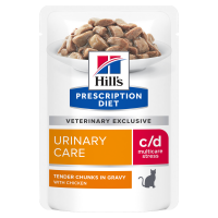 HILL'S Prescription Diet c/d Urinary Multicare Stress, Pui, dietă veterinară pisici, plic hrană umedă, sistem urinar, (în sos), 85g
