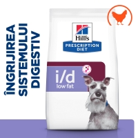 HILL'S Prescription Diet i/d Digestive Care Low Fat, Pui, dietă veterinară câini, hrană uscată, sistem digestiv, 1.5kg