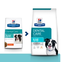 HILL'S Prescription Diet t/d Dental Care, Pui, dietă veterinară câini, hrană uscată, sensibilități dentare, 10kg