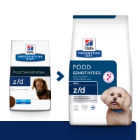 HILL'S Prescription Diet z/d Food Sensitivities Mini, dietă veterinară câini, hrană uscată, afecțiuni dermatologice și sistem digestiv, 1kg