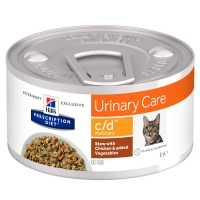 HILL'S Prescription Diet c/d Urinary, Pui cu Legume, dietă veterinară pisici, conservă hrană umedă, afecțiuni urinare, (în sos), 82g
