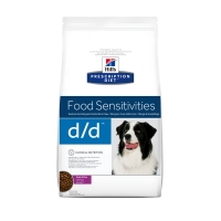 HILL'S Prescription Diet d/d Food Sensitivities, Rață cu Orez, dietă veterinară câini, hrană uscată, sensibilități digestive, 1.5kg