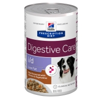 HILL'S Prescription Diet i/d Digestive Care Low Fat, Pui cu Legume, dietă veterinară câini, conservă hrană umedă, sensibilități digestive, (în sos), 354g
