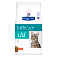HILL'S Prescription Diet t/d Dental Care, Pui, dietă veterinară pisici, hrană uscată, afecțiuni dentare, 3kg