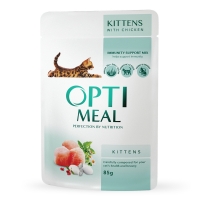 OPTIMEAL Kitten, Pui, plic hrană umedă pisici junior, (în sos), 85g