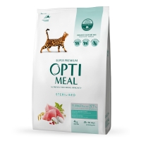OPTIMEAL Sterilised, Curcan cu Ovăz, hrană uscată pisici sterilizate, 4kg