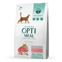 OPTIMEAL Sterilised, Vită cu Sorg, hrană uscată pisici sterilizate, 4kg
