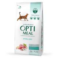 OPTIMEAL Sterilised, Curcan cu Ovăz, hrană uscată pisici sterilizate, 1.5kg