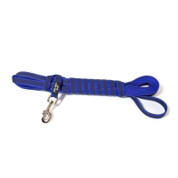 JULIUS-K9 Color & Gray, lesă antiderapantă cu mâner câini, 50kg, textil, bandă,  20mm x 10m, albastru