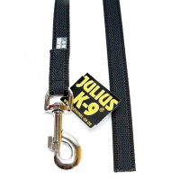 JULIUS-K9 Color & Gray, lesă antiderapantă cu mâner câini, 50kg, textil, bandă,  20mm x 15m, negru