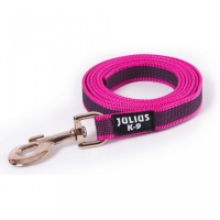 JULIUS-K9 Color & Gray, lesă antiderapantă cu mâner câini, 50kg, textil, bandă, 20mm x 1.2m, roz 