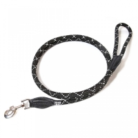 JULIUS-K9 IDC Rope, lesă cordelină reflectorizantă cu mâner câini, nylon, șnur, 12mm x 2m, negru