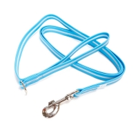 JULIUS-K9 IDC Rope, lesă fosforescentă cu mâner și inel câini, cauciuc, 19mm x 2m, albastru marin