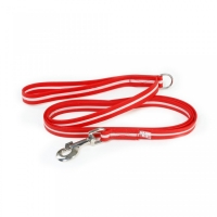 JULIUS-K9 IDC Rope, lesă fosforescentă cu mâner și inel câini, cauciuc, 19mm x 2m, roșu