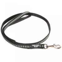 JULIUS-K9 IDC Rope, lesă nylon cu fire flourescente cu mâner câini, 14mm x 1.2m, negru 