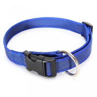 JULIUS-K9 Color & Gray, zgardă ajustabilă cu mâner câini, nylon, 20mm x 27-42cm, albastru cu gri