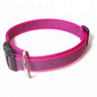JULIUS-K9 Color & Gray, zgardă ajustabilă cu mâner câini, nylon, 20mm x 27-42cm, roz cu gri