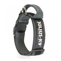 JULIUS-K9 Color & Gray, zgardă ajustabilă cu mâner câini, nylon, 40mm x 38-53cm, gri cu gri