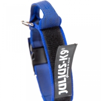 JULIUS-K9 Color & Gray, zgardă ajustabilă cu mâner câini, nylon, 50mm x 49-70cm, albastru cu gri