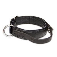 JULIUS-K9 ECO leather, zgardă ajustabilă cu mâner câini, piele, 40mm x 55cm, negru