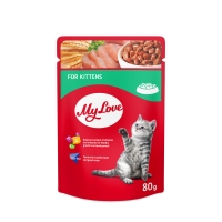 MY LOVE Kitten, Pui, plic hrană umedă pisici junior, (în aspic), 80g
