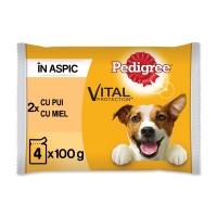 PEDIGREE Vital Protection Adult Multipack, 2 arome, pachet mixt, plic hrană umedă câini, (în aspic), 100g x 4
