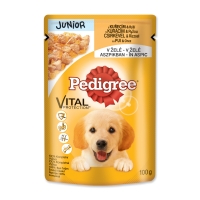 PEDIGREE Vital Protection Junior, Pui, plic hrană umedă câini junior, (în aspic), 100g