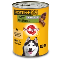 PEDIGREE, XS-XL, Rață și Vită, conservă hrană umedă câini, (în aspic), 800g