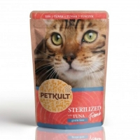PETKULT Sterilised, Ton, plic hrană umedă fără cereale pisici, 100g