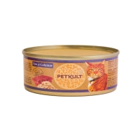 PETKULT Ton şi Calamar, conservă hrană umedă fără cereale pisici, 80g