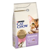 PURINA Cat Chow Sensitive, Somon, hrană uscată pentru pisici, sensibilități digestive, 1.5kg