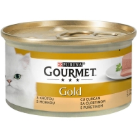 PURINA Gourmet Gold Mousse, Curcan, conservă hrană umedă pisici, (pate), 85g