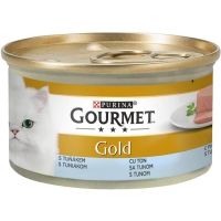 PURINA Gourmet Gold Mousse, Ton, conservă hrană umedă pisici, (pate), 85g